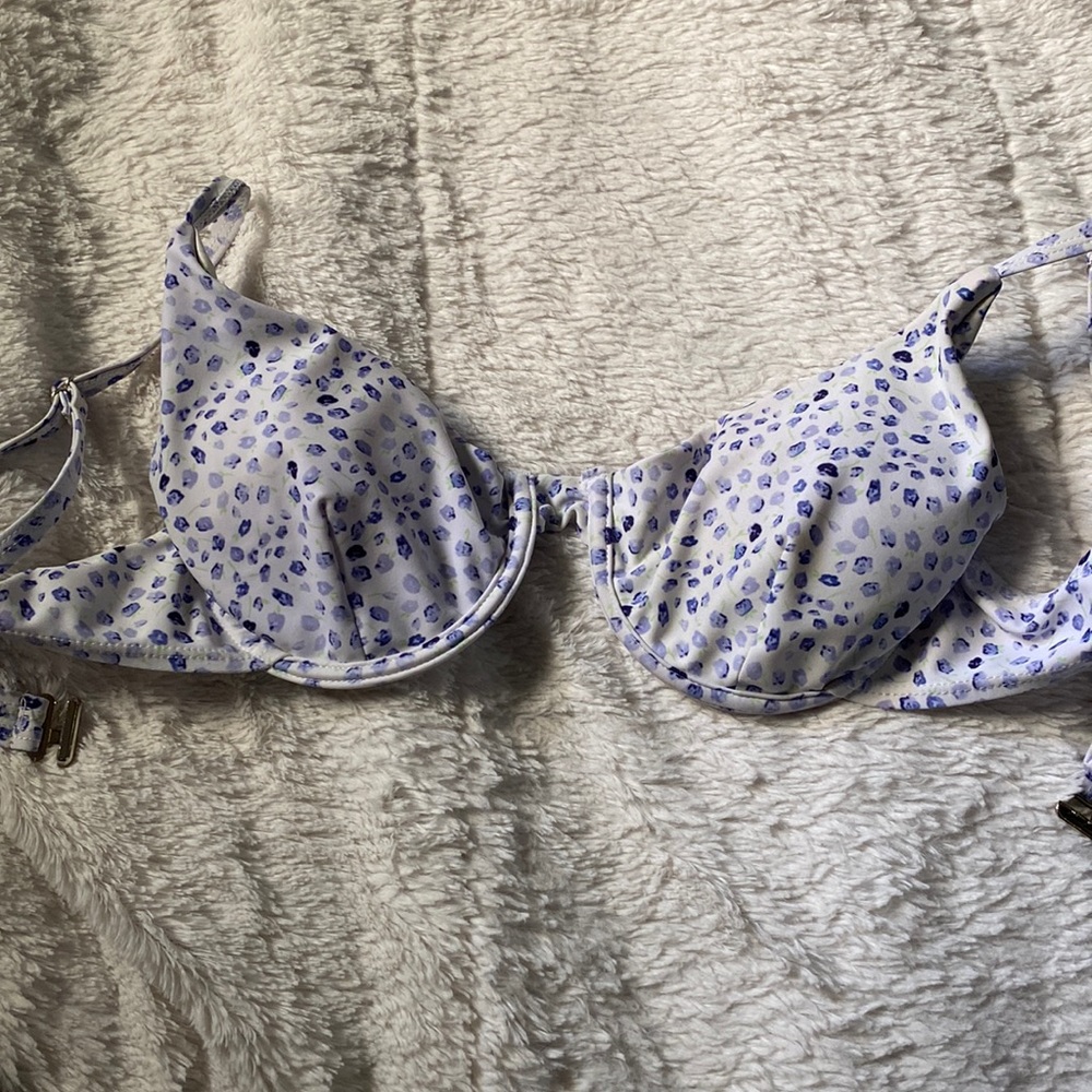 SHEIN swim too white with purple flowers